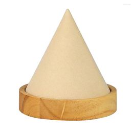 Jewelry Pouches Cone Shape Wooden Bangle Bracelet Anklet Display Stand Ring Watch Holder Showing Storage Rack Accessories Beige