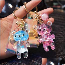 Toy Creative Cartoon Colorf Cute Bear Keychain Boutique Pendant Doll Couple Accessories Car Key Chain Bag Drop Delivery