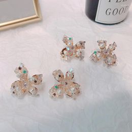 Stud Earrings Pattern Trend Sweet Style Earring Exquisite Pearl Crystal Flower Elegant Charm Girl Valentine Day Gift