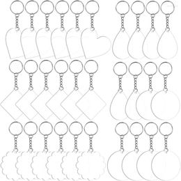 Keychains 90PCS 5 Shapes Acrylic Keychain Blanks With Hole Clear Discs Circles Key Chain Rings DIY Vinyl Crafting