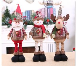 Large Size Cartoon Retractable Leg Santa Snowman Figure Toy Christmas Decoration Ornaments Home Xmas Gifts Happy New Year