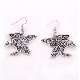 HY095 Nordic viking vintage Raven earrings talisman animals charm necklaces crow amulet pendant earrings with spirals accessories 325e