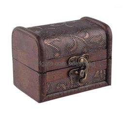 Storage Boxes Bins Wooden Gift Box Vintage Metal Lock Jewelry Treasure Chest Case Manual Pearl Necklace Bracelet Organizer Drop Delive Dhxtu