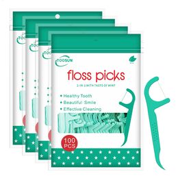 Other Oral Hygiene 400pcs Mint Dental Floss Picks Plastic Toothpicks with Threads Peppermint Flavour Teeth Flosser Ultrathin Silk Sticks 230915