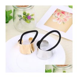 Hair Clips Ring Bands Women Ties Metal Mirrored Celeb Fashion Chic Style Round Hoop Cuff Wrap For Girls Ponytail Holder Drop Delivery Dhz62