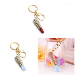 Keychains Women Fashion Keyring Crystal Rhinestone Lipstick Pendant For Purse Bag Car Keys