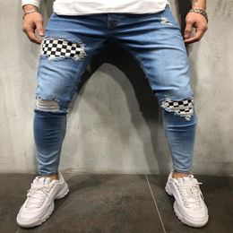 Mens Jeans European and American Style Hip Hop Jeans Trousers Casual Men Skinny Jean Fashion Slim Washed Pencil Pants 2 Colors Siz3101