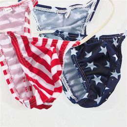 New Sexy Mens Thongs Micro Underwear G2054 Japanese style small pouch limit coverage Stars Stripes nylon spandex310r