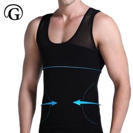 PRAYGER Men Boobs Compression Breathable mesh moob Vest Shaper Tummy trimmer Slimming shirt Top Corset Gynecomastia Chest Shaper302J