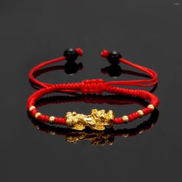 Charm Bracelets Fashion Lucky Pixiu Rope For Women Men Couple Jewellery Handmade Woven Black Red String Beads Fengshui Friendship Gifts