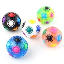 Fidget Toys Roller Rainbow Ball Decompression Toy For Adult Rotating Fidget Spinner Puzzle Round Twelve Hole Mixed Color Magic Ball Toy for Kid Fidgets Stress Ball
