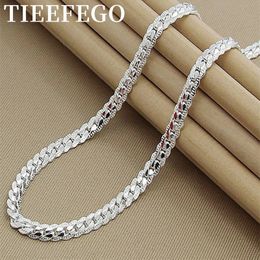 Pendant Necklaces TIEEFEGO 925 Sterling Silver 6mm Side Chain 818202224 Inch Necklace For Woman Men Fashion Wedding Engagement Jewellery Gift 230915