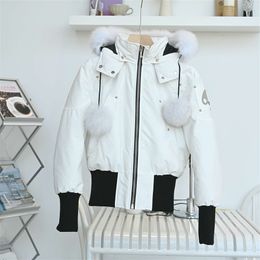 Autumn Winter 2023 Women's White Duck Down Parkas Jackets Zipper Fur Hooded Striped Woman's Slim long Coats ME013 garment