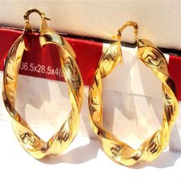 Heavy Big ed 14K Yellow Gold Womens Hoop Earrings 100% real gold not solid not money 322A