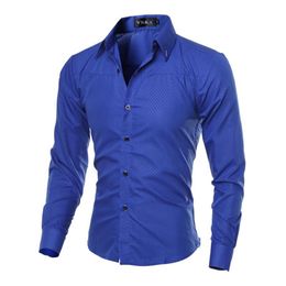 Men's Dress Shirts 5XL Plus Size Brand-clothing Cotton Mens Clothing Solid Soft Men Shirt Long Sleeve Casual Slim Fit227g