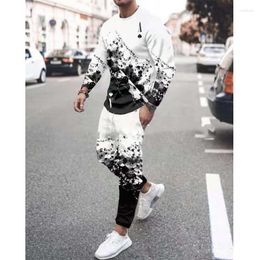 Men's Tracksuits Autumn Tracksuit Long Sleeve T Shirt Sweatpants Suit Streetwear Poker Cards Sweatshirt Oversized Men Clothing 2 Piece Sets