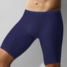 Underpants Mens Ice Silk Underwear Long Leg Boxer Briefs Trunk Sport Shorts Breathable