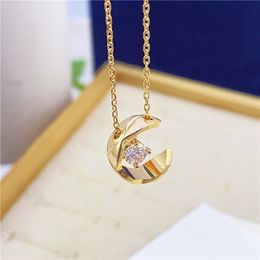 fashion pandent necklace designer Necklace luxury jewelry Rhombic pineapple moon star 18K rose gold silver moissanite jewelry for women wedding party gift