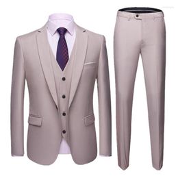 Men's Suits Three-piece Men's Suit 2023 Fashion Korean Version Of The Self-cultivation Casual Work Comfort288E