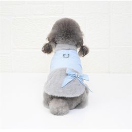 est Dog Cotton Padded Down Jacket Two Feet Autumn and Winter Pet Clothes for Small Size Blue Pink Colours Coat Y200330241r