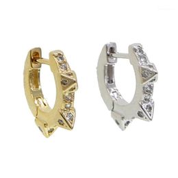 silver Colour triple spike huggie hoop earrings 2021 design mini small earring for women 112838