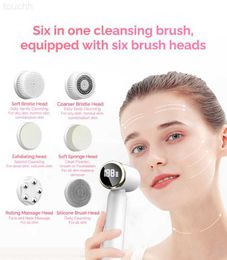 Electric Face Scrubbers Nobox Ultrasonic Electric Face Cleansing Brush Hot Cold Compress Therapy Facial Exfoliating Pore Cleaner Blackhead Removal L230920