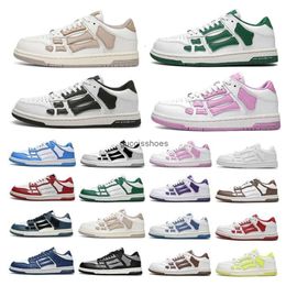 Designer casual sapatos amiri skel superior baixo osso tênis de couro esqueleto azul vermelho branco preto verde cinza homens mulheres sapatos de treinamento ao ar livre