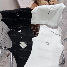 Women Cropped T Shirt Knitted Singlets Tank Tops Sexy Summer Cool Casual Street Style Tanks White Black Knitted Vest257P