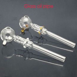 Wholesale 5.5inch Straight Glass Oil Burner Water Pipe Bubbler Thickness Pyrex hand tube pipes With Color Balancer For water Dab Rig Bong