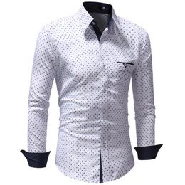 Men'S Shirts 2020 Brand Fashion Male Shirt Long-Sleeves Tops Polka Dot Casual Shirt Mens Dress Shirts Slim XXXL285M