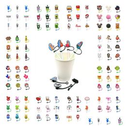 Drinking Straws 100Pcs Custom St Toppers Er Moulds Bad Bunny Charms Reusable Splash Proof Dust Plug Decorative 8Mm Cup For Wholesale Dhhzw