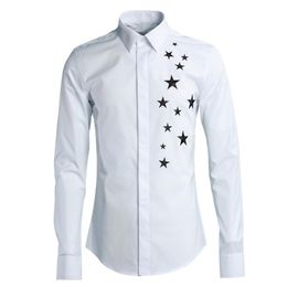 Casual Shirt Men brand quality Fashion Solid five Star design mens clothes Slim Camisa masculina plus size dress shirts male2407