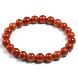 Charm Bracelets Natural Genuine Red Jasper Round Semi-Precious Stones Beads 6 8 10 Mm Women Men Healing Jewelry Accessories Dhgarden Dhru7