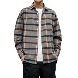 2020 Spring New Plaid Shirt Male Loose Youth Shirt M-5XL Large Size Casual Hippie Long Sleeve250f