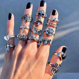 Charm Bracelets Lost Lady Stylish Skl Heart Flower Angel For Women Hip Hop Exaggerated Sier Color Finger Rings Whole Jewelry Dhgarden Dhmsi