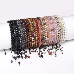 Beaded Strands 4mm Natural Agate Stone Braided Bracelet For Women Mini Beads Energy Pulsera Fashion Energy Meditation Yoga277Y