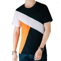 Men's T Shirts Korean Fashion T-shirt Men 2023 Short Sleeve Colour Patchwork Cotton Casual Tshirt Clothes Summer