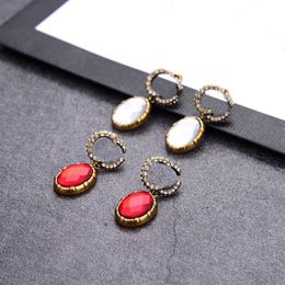 Vintage Diamond Earrings Double Letters Designer Charm Studs Retro Alphabet Pendant Earrings For Girl Jewellery Gift248A