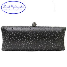 Evening Bags Royal Nightingales Women Party Metal Crystal Clutches Crossbody Handbag Wristlets Hard Case Clutch for Gift 230915