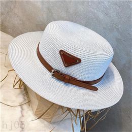 Designer straw hat wide brim gorras mens bucket hats summer beach holiday outdoor casquette black brown white weave luxury hats simple pj066