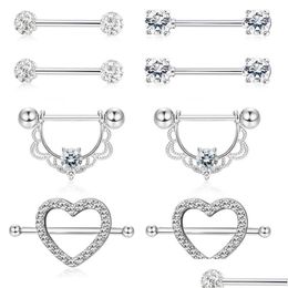 Tongue Rings Flower Bar 14G Stainless Steel Crystal Piercing Jewellery Y Nipple Shield Pircing Jewely Drop Delivery Body Dhgarden Dhmwv