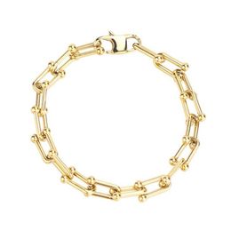 Link Chain Stainless Steel Hip Hop Unique U Link Gold Bracelet Street Dance Fashion Statement Jewerly Gift For Men Women294E