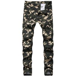 Starbrand Camoflage Mens Jeans Army Green Men Denim Pants Skinny Pencil Pants Zipper Casual Daily Pants2930