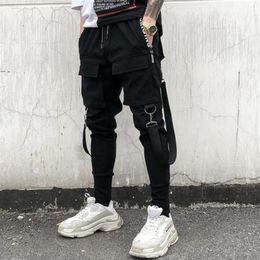 Men's Pants Hip Hop Patchwork Cargo Ripped Sweatpants Joggers Trousers Male Fashion Side Pockets Full Length Pants12394