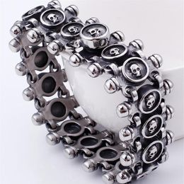 Punk Rocker Skull Bracelet For Men Quality Stainless Steel Massive Jewellery Gothic 26MM Wide Mens Friendship Bracelets 202012718