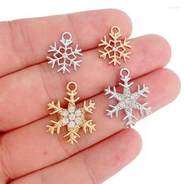 Charms 10pcs Crystal Zircon Snowflake Shiny Rhinestone Pendant DIY Jewellery Making Christmas Gift Bracelet Necklace Earring Phone