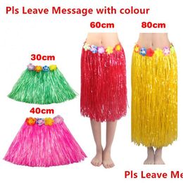 Other Festive Party Supplies Hawaiian Costume Grass Skirts Ha Skirt Plastic Fibres Patry Decorations Children Kids Adt Show Beach Danc Dhnso