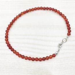 MG0146 Whole Natural Carnelian Anklet Handamde Red Agate Women's Mala Beads Anklet 4 mm Mini Gemstone Jewelry2562