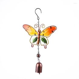 Decorative Figurines Butterfly Wind Chime Metal Bell Crafts Glass Painted Ornaments Creative Hanging Campanula Decoration Dream Catchers
