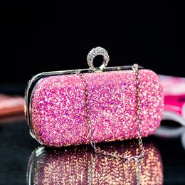 Evening Bags Pink Clutch Designer Bag Luxury 2023 Purse Bling Sequins Handbag Fashion Shoulder Crossbody Small Phone 230915